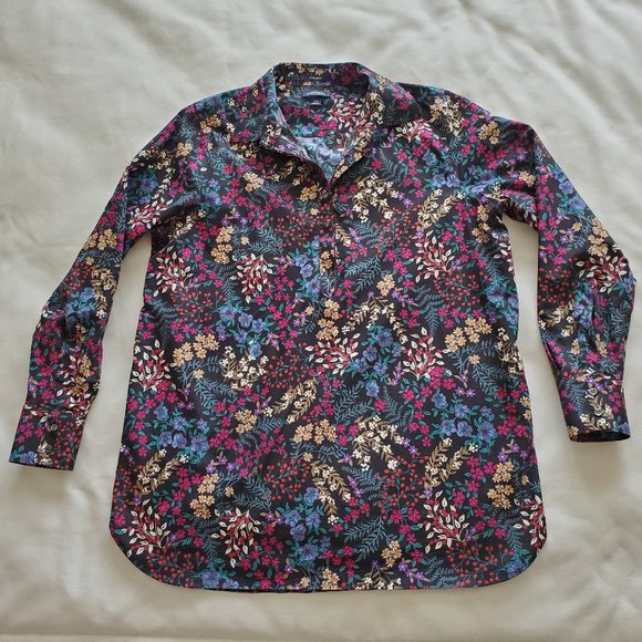 Lands' End Plus Size 16T Tall No Iron Floral Shirt - Picture 5 of 13
